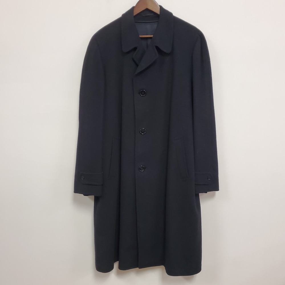 Vintage Park Lane‎ Mens Long Line Wool Coat Size 46 Blue Professional Career